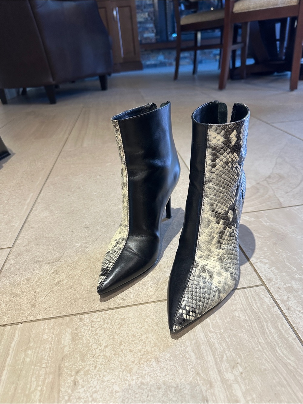 Browns Pointed Toe Snakeskin Ankle Boots EU 38 Like New